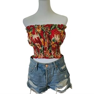 Forever 21 Tropical Print Cropped Tube Top Size S